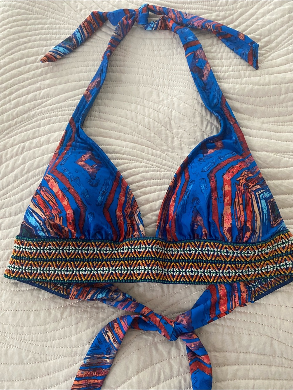 Venus Excellent condition Blue & Red /orange Patterned Halter Bikini Top